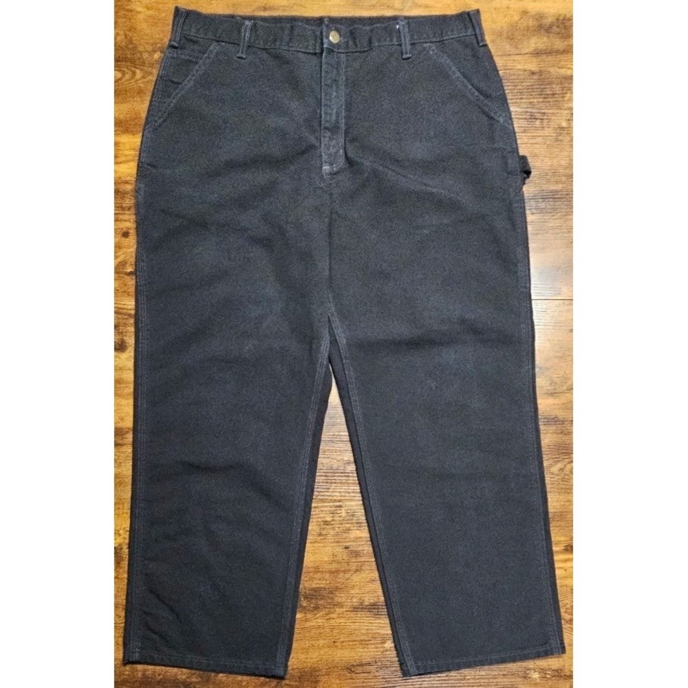 VTG Carhartt Carpenter Pants B11‎ BLK Workwear 40x30 Leather Patch